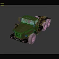 Green Military Style Utility Vehicle With Six Wheels Cab And Chassis Design