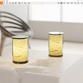 Modern Cylindrical Table Lamps Featuring Garden Text Design On White Table