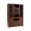 Dark Brown Wooden Wine Cabinet With Glass Doors Wine Rack And Storage Drawers