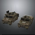 Two Military Green Armored Vehicles With Antennas Roof Racks And Number 88 Markings