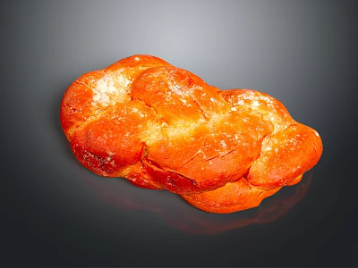 Freshly Baked Braided Bread With Golden Brown Crust And Powdered Sugar Topping 3d model