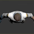 Futuristic Male Character Wearing Detailed White And Blue Outfit With Yellow Accents And Arm Guards