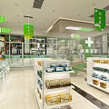 Modern Pharmacy Store Interior With Bright Lighting Organized Shelves And Health Products