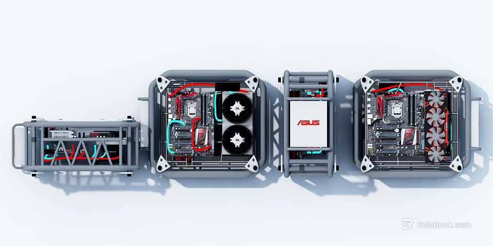 ASUS Computer Internal Components Display With Motherboard Cooling Fans And Structure Design 3d model 