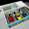 4S Shop High End Car Maintenance Service With Red Yellow Blue Sports Cars In Workshop