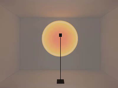 Modern Floor Lamp With Round Gradient Lampshade And Black Pole In Light Room 3d model