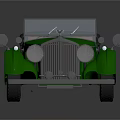 Green Vintage Convertible Car With Black Soft Top And Brown Interior