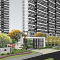 Modern High Rise Residential Buildings With Greenery And Community Facilities