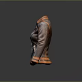 Stylish Gray And Orange Leather Jacket With Zipper Closure And Orange Collar