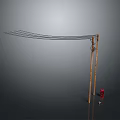 Wooden Coat Rack Furniture With Curved Lines And Red Base Design