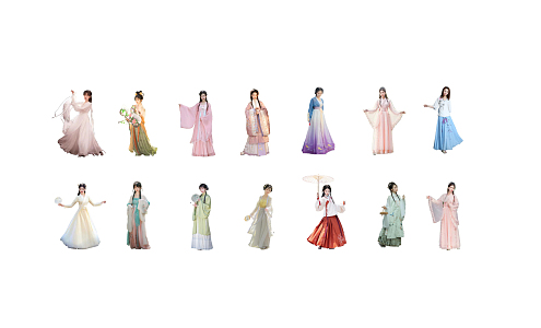 New Chinese Woman Classical Hanfu Character Beauty Woman 3d model