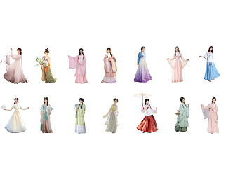 New Chinese Woman Classical Hanfu Character Beauty Woman 3d model