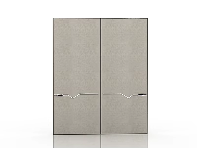 Modern Double Panel Gray Wardrobe Doors With Textured Surface And Simple Handles 3d model
