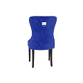 Elegant Blue Velvet Chairs With Tufted Backrest And Black Wooden Legs