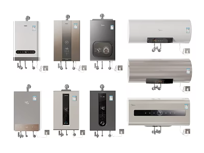 Modern Wall Mounted Electric Water Heaters With Multiple Colors And Styles For Daily Use 3d model