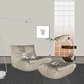 Cream Lazy Sofa Lazy Sofa Side 3d model