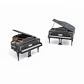 Two Black Miniature Piano Models With Open Lids And Wooden Legs