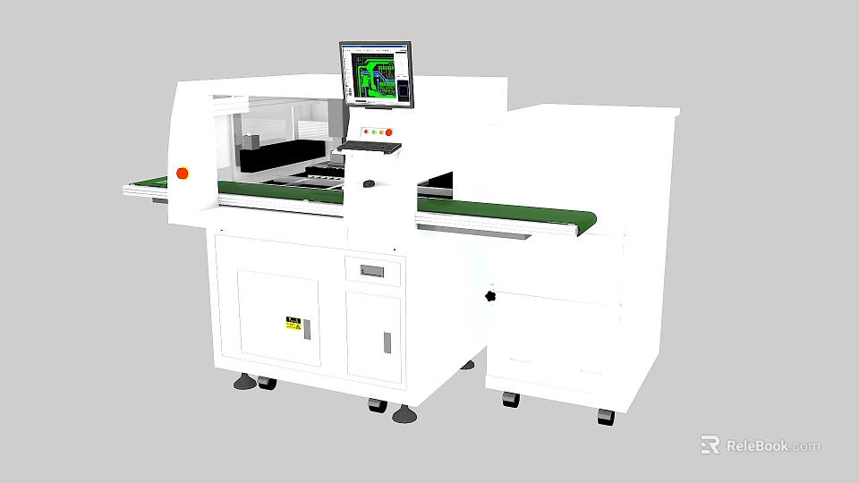 Automated Industrial Machine with Digital Display Conveyor Belt and Control Panel for Precision Processing 3d model 