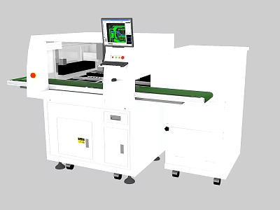 Automated Industrial Machine with Digital Display Conveyor Belt and Control Panel for Precision Processing 3d model