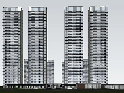 Modern High Rise Building Complex With Glass Curtain Walls And Urban Architectural Design 3d model
