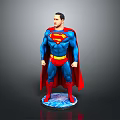 Superman Statue With Blue Costume Red Cape Yellow Belt And Lightning Base