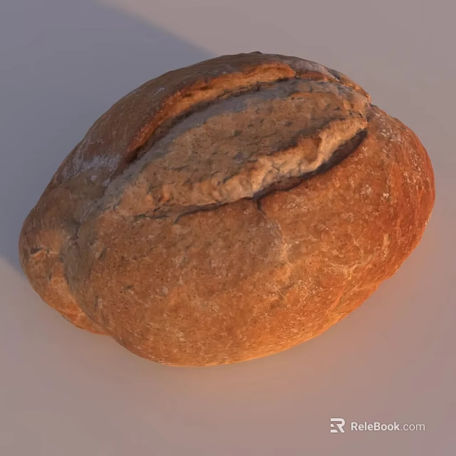 Freshly Baked Artisan Bread With Golden Crust And Rustic Texture 3d model