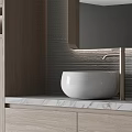 Elegant Modern Bathroom Vanity With Wooden Cabinet Marble Countertop And Mirror