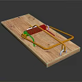 Mouse Trap For Catching Mice With Wooden Base And Metal Spring Frame