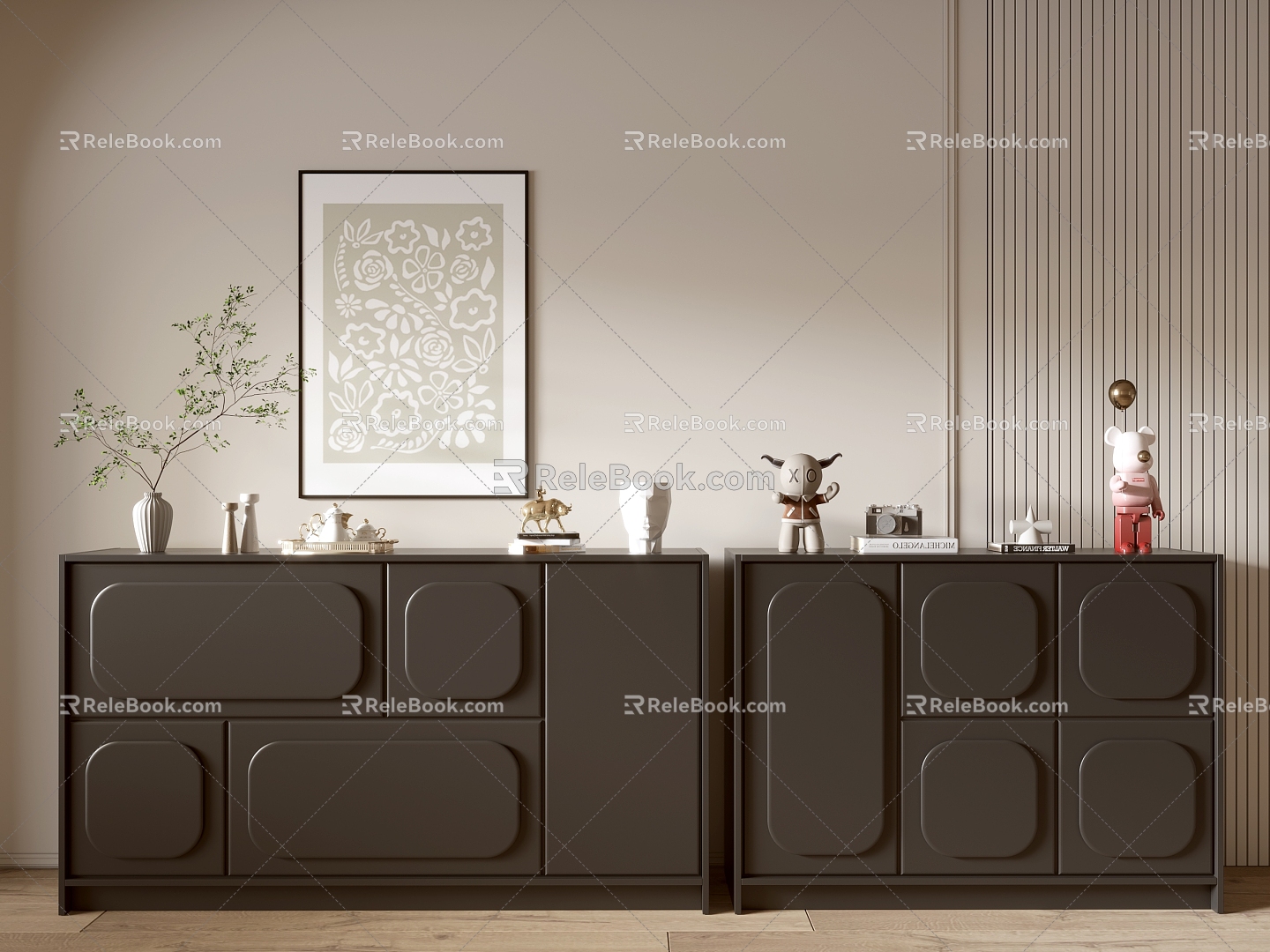 Modern Black Entrance Cabinet Sideboard Cabinet Balcony Cabinet Storage Cabinet Entrance Cabinet 3d model