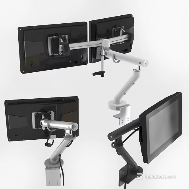 Ergonomic Monitor Mounts With Adjustable Arms For Dual And Single Screen Setup 3d model 