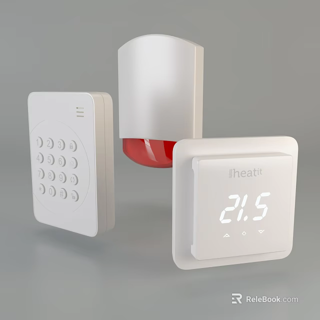 Smart Machines Home Control Panel Alarm Device And Digital Thermostat With Temperature 3d model 
