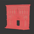 Classical Architectural Facade Model With Arched Doorway Columns And Ornamental Carvings