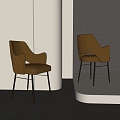 Italian Chair Leather Chair Single Chair Italian Dining Chair Light Luxury Dining Chair 3d model