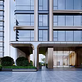 Modern Residential Building With Modern Facade Design And Landscaped Entrance Area