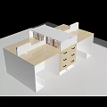Modular Office Desk With Wooden Top Drawers And Partition Divider Design