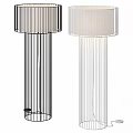 Modern Floor Lamps With Black And White Designs Cylindrical Shades And Slender Striped Poles