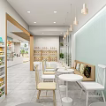 Bright Pastry Shop Interior With Display Cases And Wall Posters 3d model