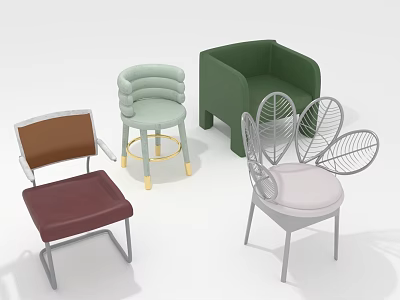 Modern Furniture Collection Featuring Various Stylish Chairs With Unique Color And Design 3d model