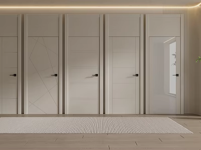 Sleek Modern Hinged Doors In White Finish For Living Room And Bedroom Interior 3d model