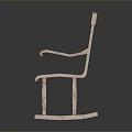 Light Colored Rocking Armchair With Wooden Frame And Upholstered Seat