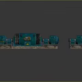 Teal Colored Industrial Equipment Three Units Featuring Bases and Motors