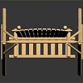 Light Colored Wooden Swing Stool With Sturdy Frame And Slatted Seat Design