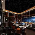 Modern KTV Lounge Interior With Starry Sky Ceiling And Comfortable Seating
