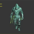 Hooded Warrior Figure With Red Face Markings Intricate Armor And Dual Daggers