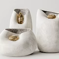Modern White Ceramic Decorative Ornament Set With Irregular Shapes And Natural Stone Accents