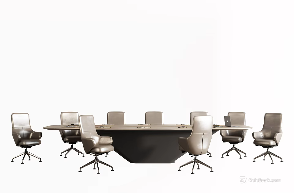 Modern Conference Table With Comfortable Office Chairs In Meeting Room Setting 3d model 