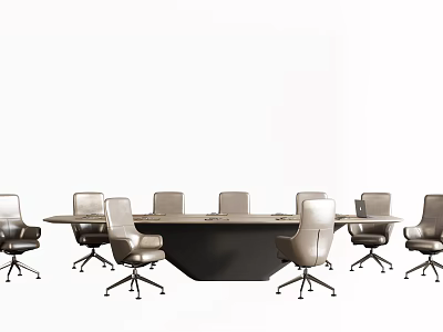 Modern Conference Table With Comfortable Office Chairs In Meeting Room Setting 3d model