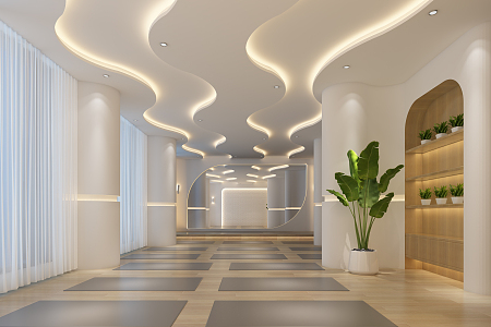 Modern Yoga Room Hall Greening 3d model