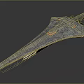 Sci Fi Spaceship Model With Textured Gray Exterior Red Accent And Weapon Structure 3d model