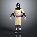 Man With Long Black Hair Wearing Yellow Robe Purple Rope Belt And Black Wristbands